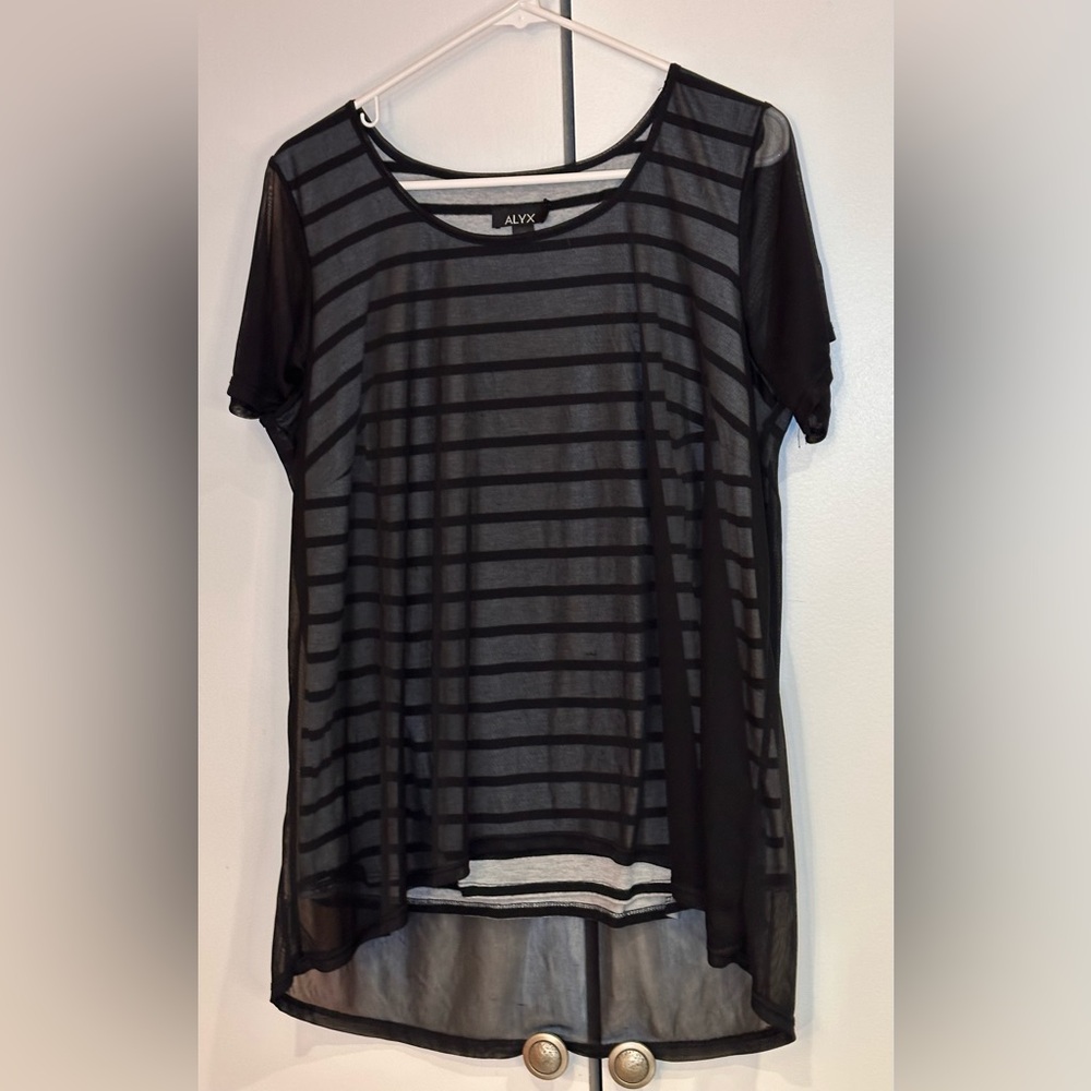 ALYX Striped Layered Sheer Hi Low Blouse. Size 0X